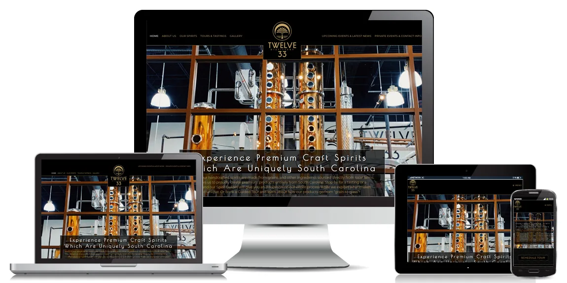 Restaurant Web Design - Twelve 33 Distillery by Marketing Provisions