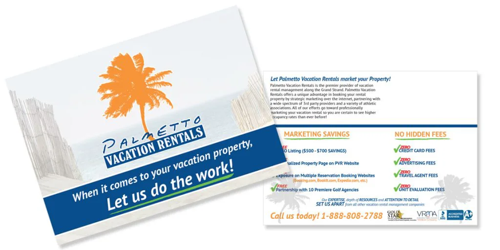 Postcards for Palmetto Vacation Rentals by Marketing Provisions