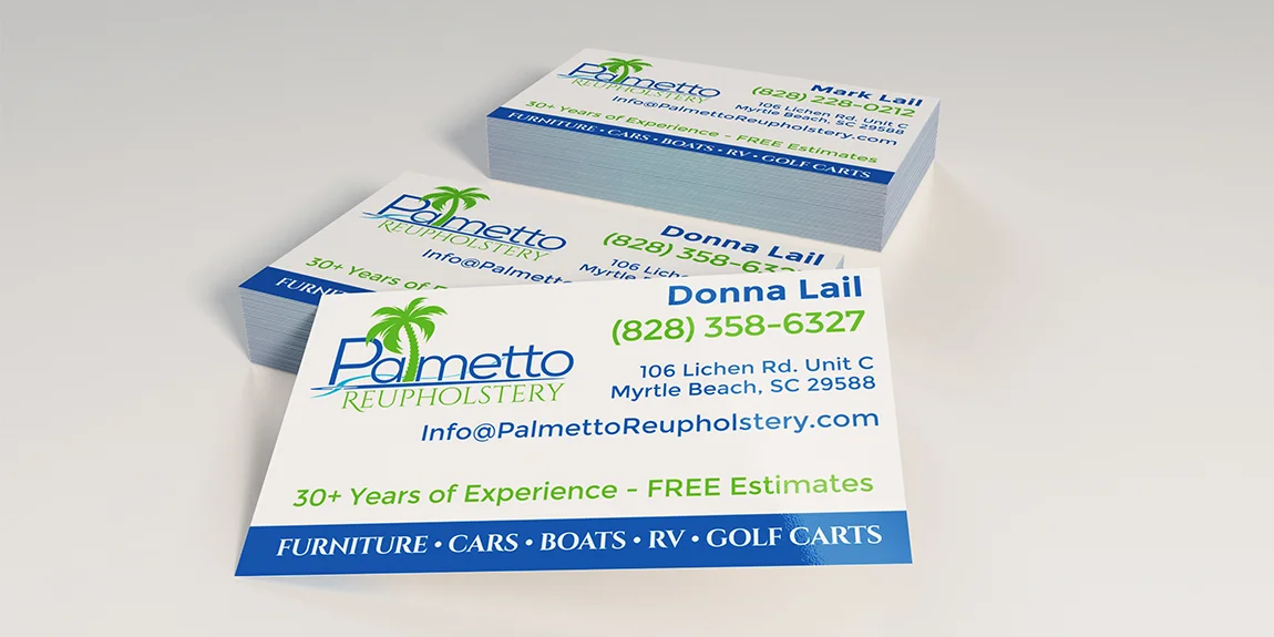 Read more about the article Business Cards for Palmetto Reupholstery